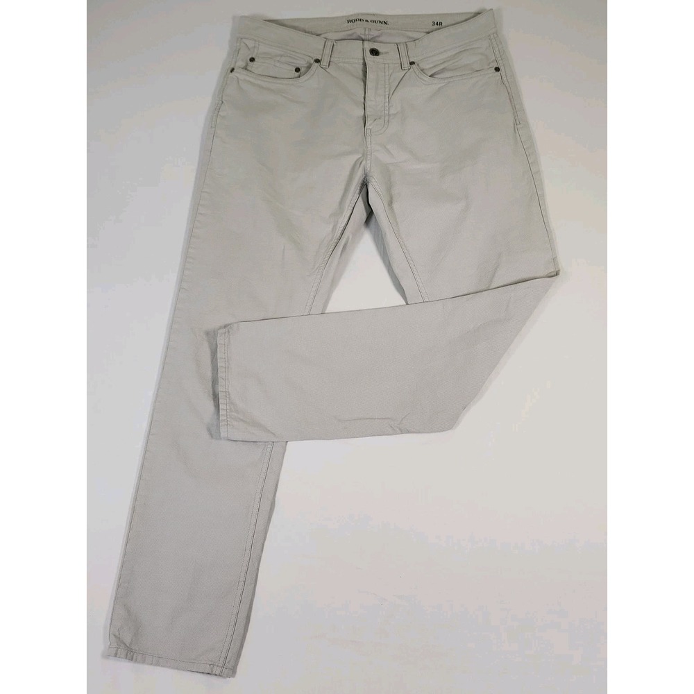 Rodd and Gunn Pants Mens 34R Grey Straight Leg Textured Five Pocket Trousers